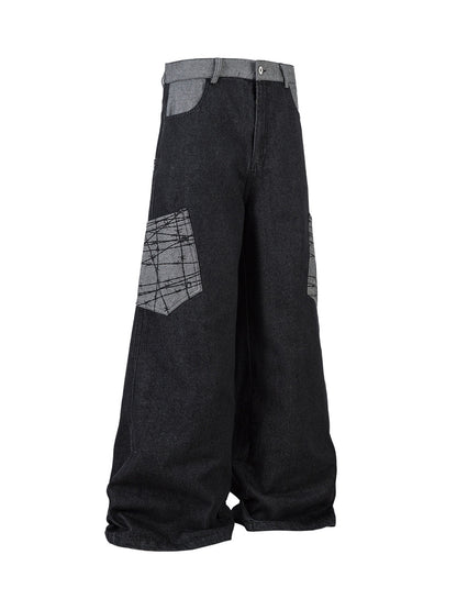 Patch Pocket Baggy Jeans