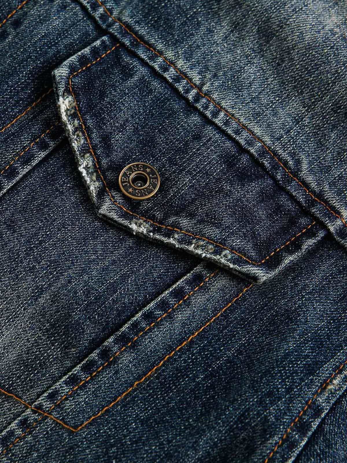 Veste à capuche en jean délavé style rétro