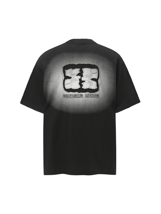 Washed  Patch Embroidery T-shirt