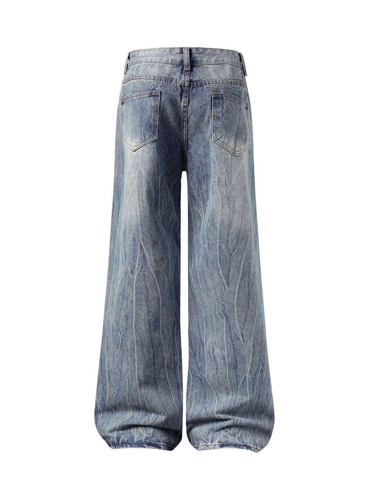 Washed Distressed Straight Jeans