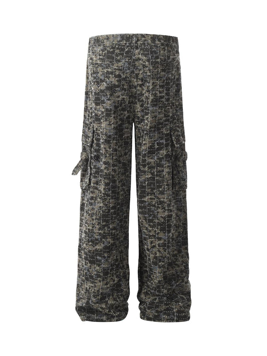 Pantalon cargo multi-poches à motif camouflage déchiré Supermade