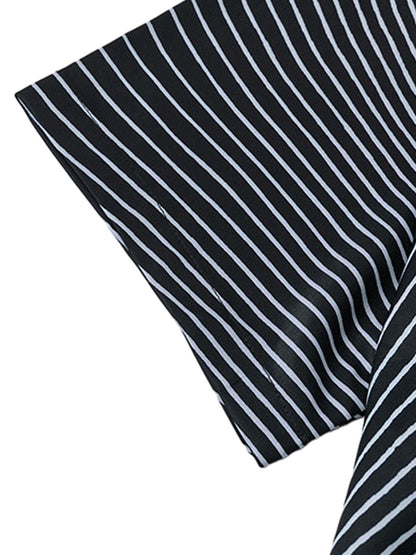 Striped Graffiti Line Button-Up Shirt