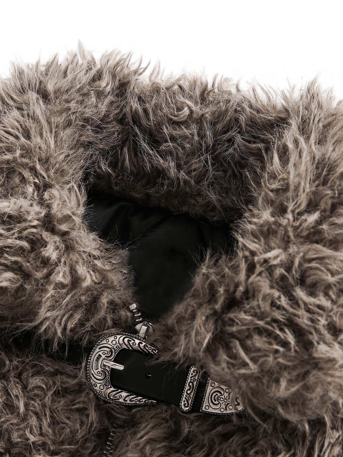 Thesupermade Kunstpelzjacke mit Metall-Lederknopf -2245