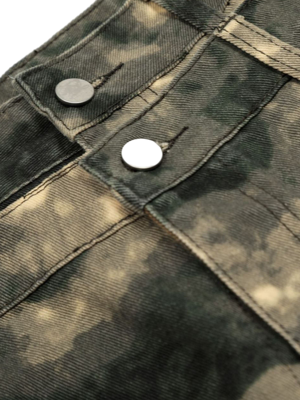 Plaid Pockets Camouflage Denim Shorts