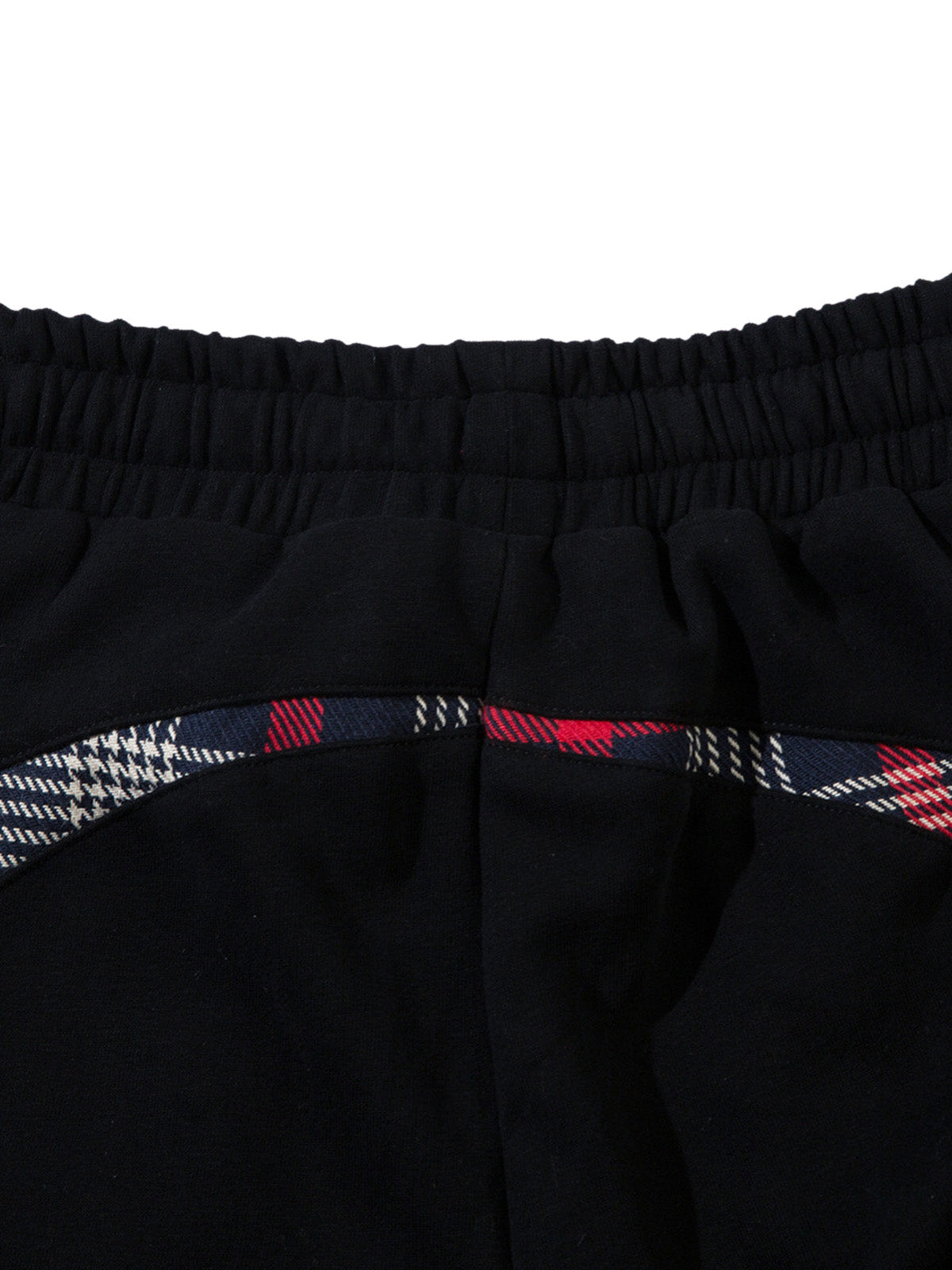 Thesupermade Drawstring Slash Plaid Stitching Straight Pants