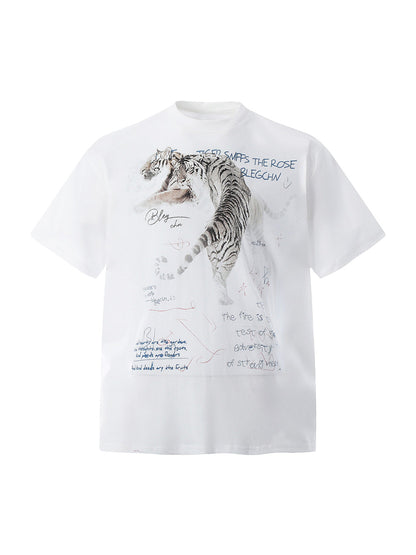 T-shirt imprimé tigre blanc