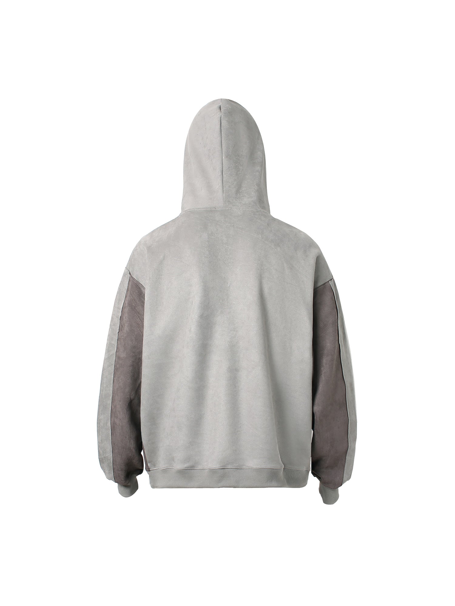 Thesupermade Suede Panel Contrast Color Drop Shoulder Hoodie