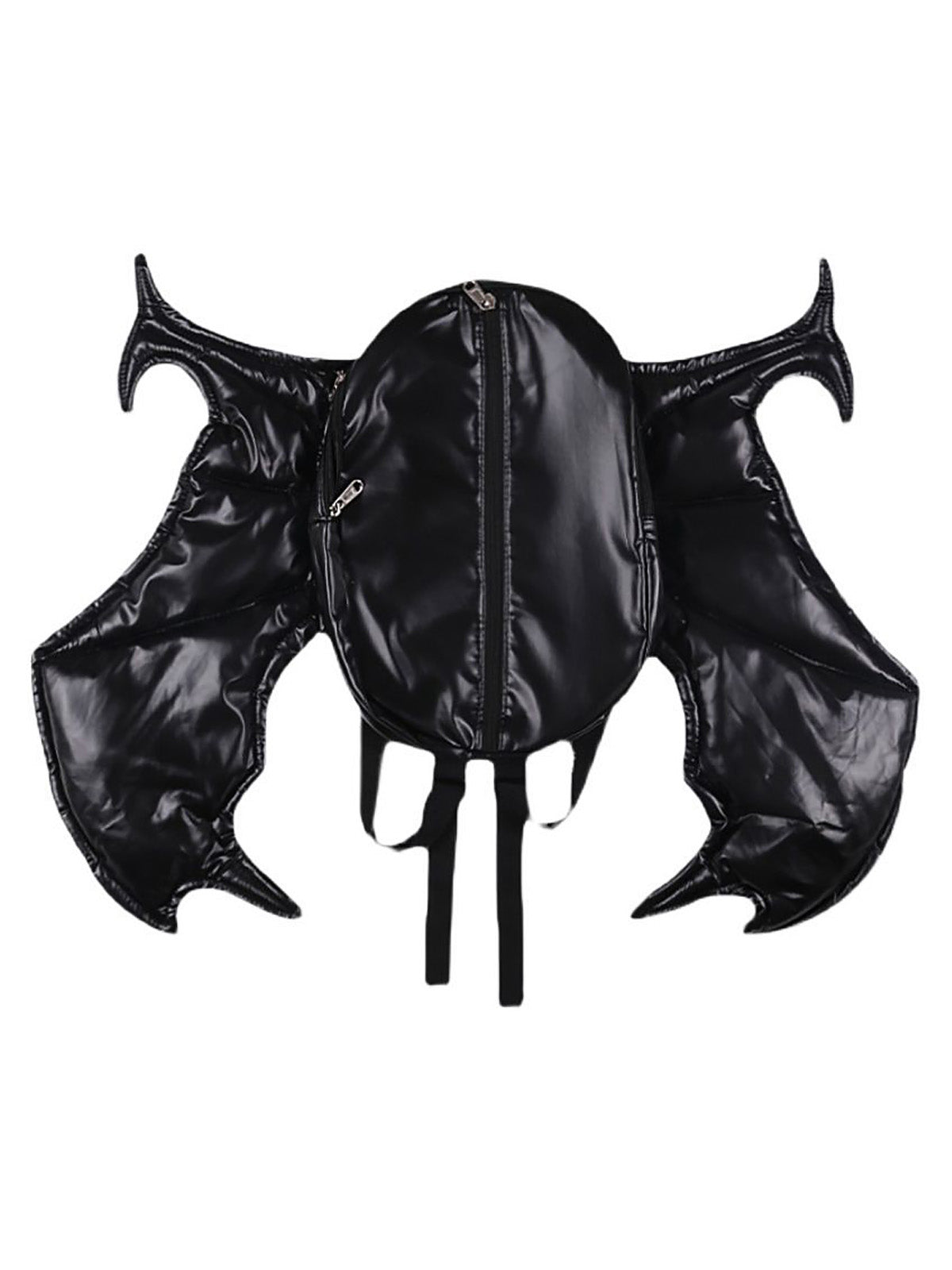 PU Leather Bat Wing Double Zipper Backpack