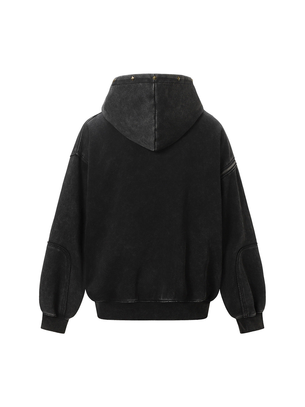Veste à capuche délavée avec coutures vieillies et rivets
