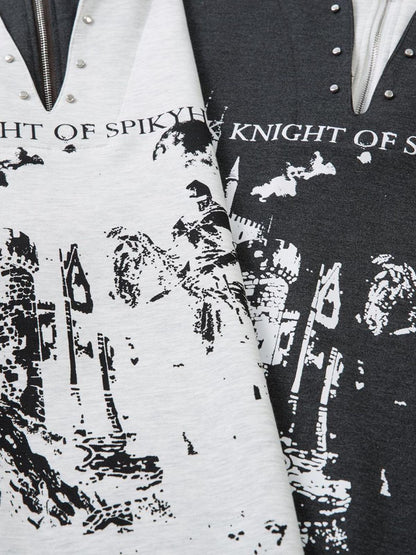 T-Shirt mit Retro-Faux-Print im Zweiteiler