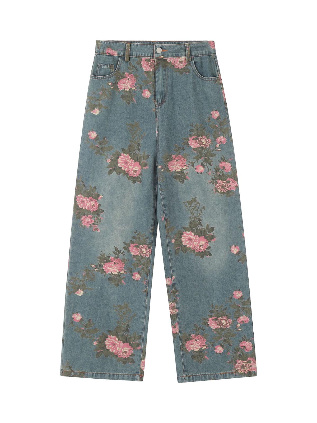 Thesupermade Floral Print Straight Jeans