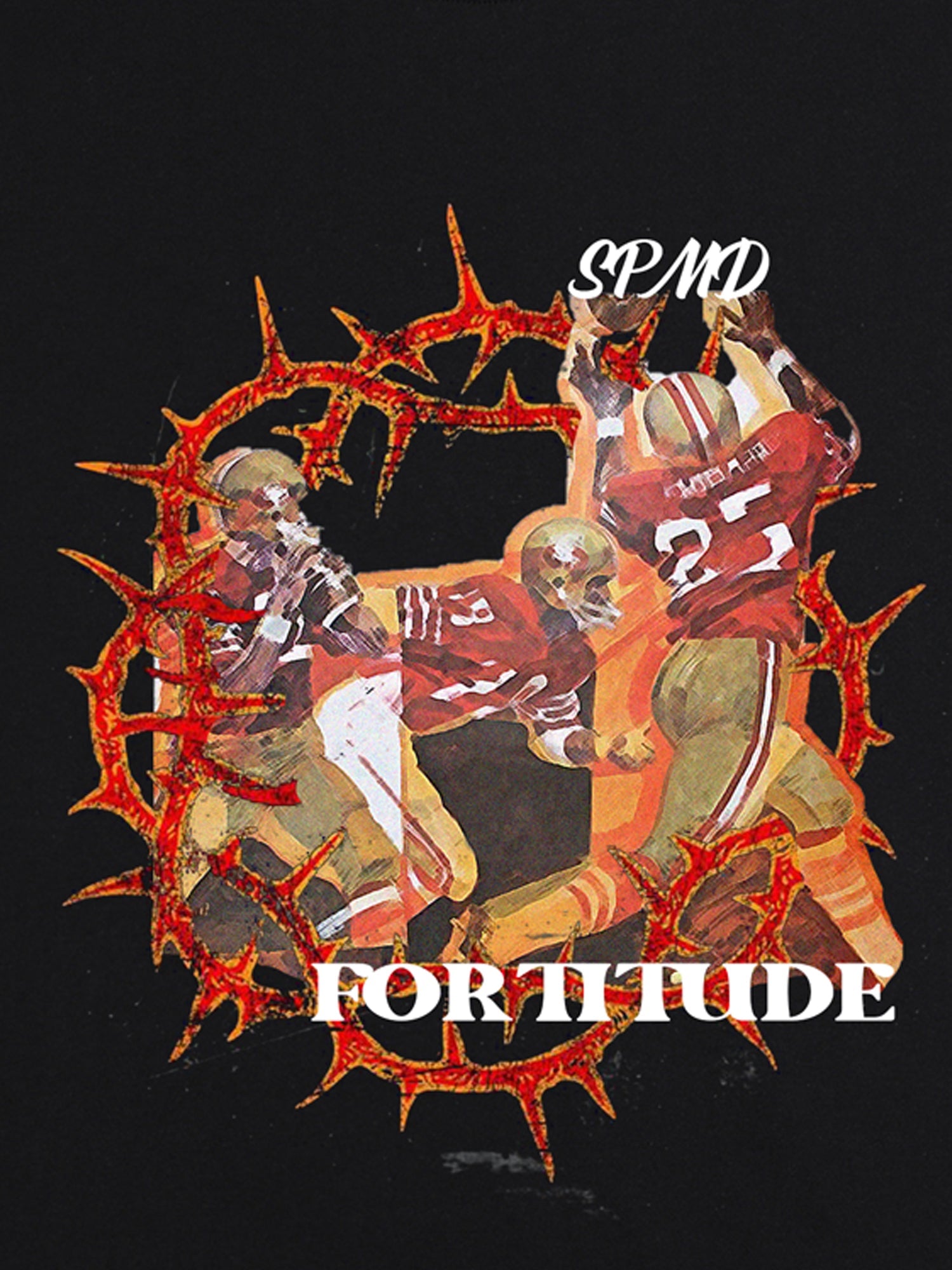 Super Bowl Football “FORTITUDE” Print T-Shirt