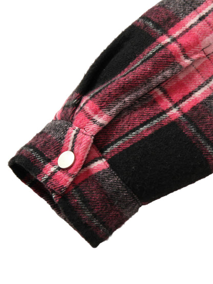 Thesupermade – Gepolsterte, karierte Jacke mit Perlen und Pelzkragen