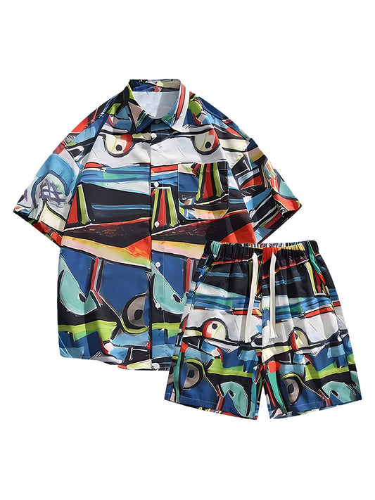 Thesupermade Lässiges Set mit amerikanischem Retro-Fun-Print 