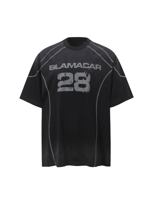 T-shirt moto dégradé teint sale