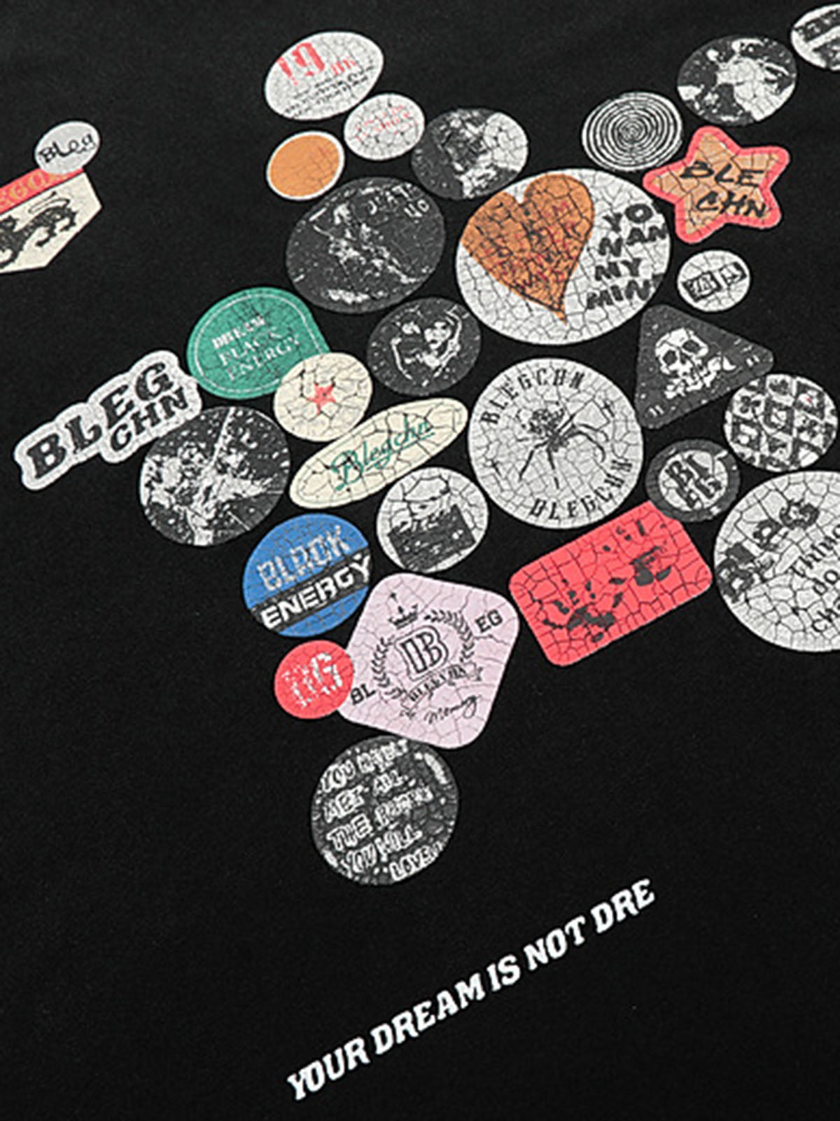 T-shirt à manches courtes effet vieilli avec imprimé badge