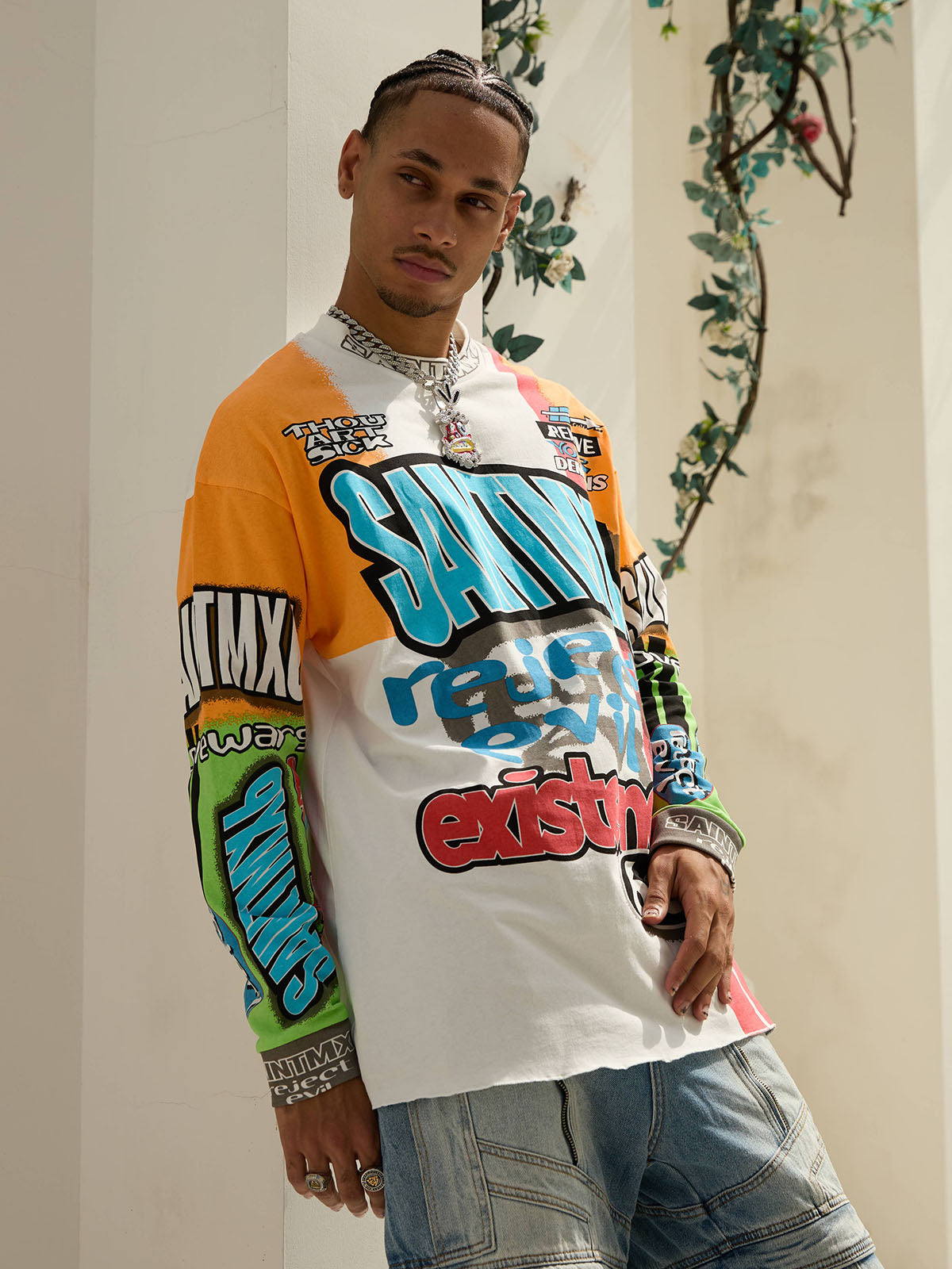 Thesupermade Painted Letters Racing Long Sleeve T-shirt