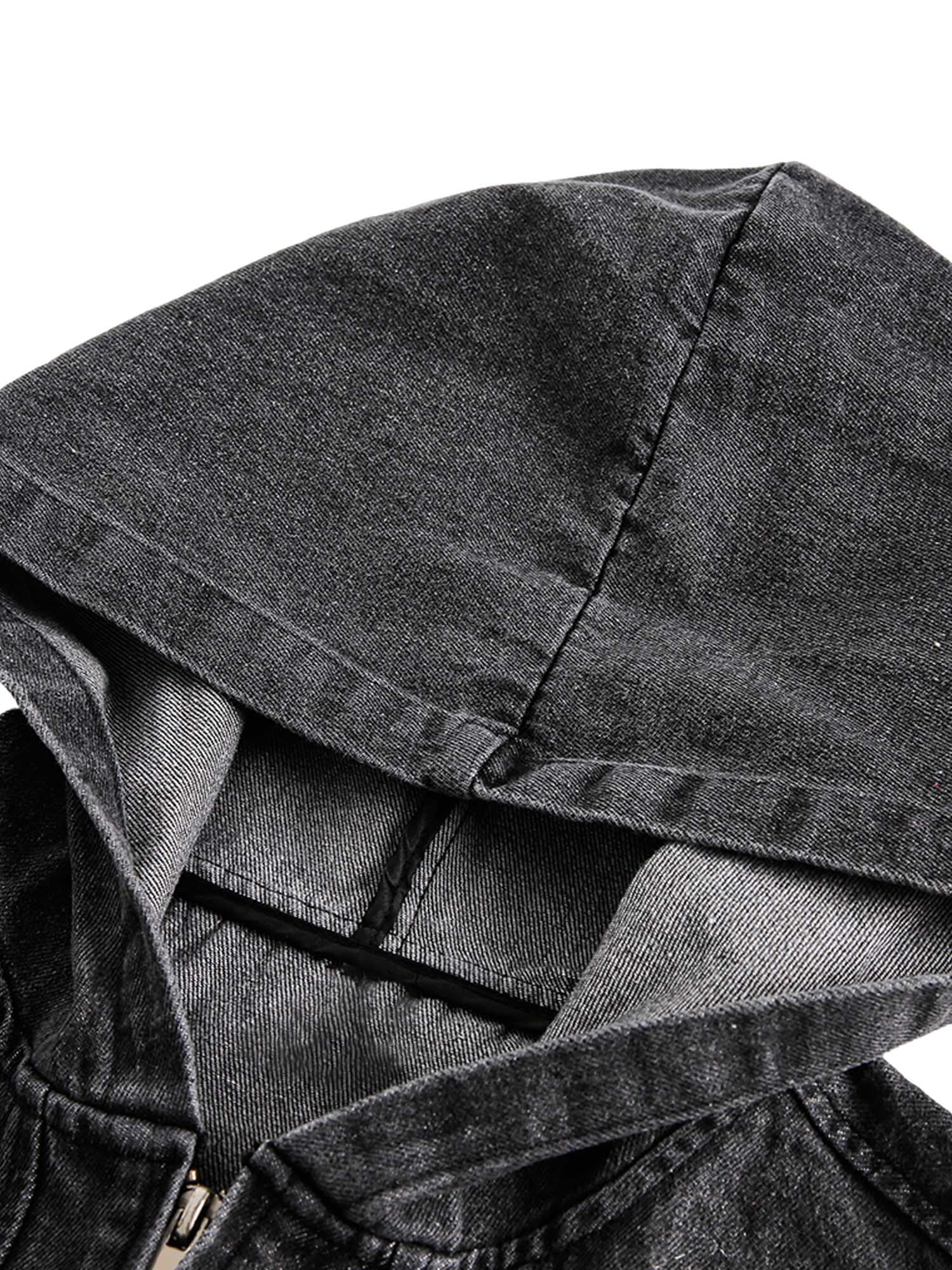 Thesupermade – Kapuzenpullover aus gewaschenem Denim im amerikanischen Retro-Look, Distressed-Look – 2176