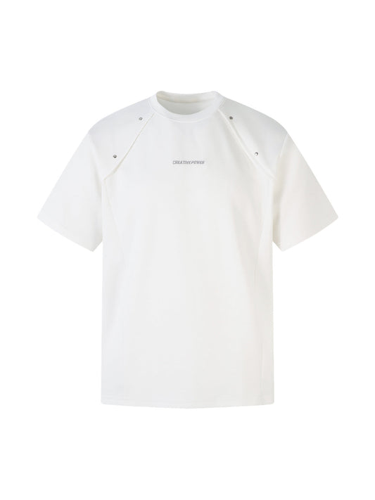 T-Shirt mit Retro-Nieten- und Buchstabenstickerei