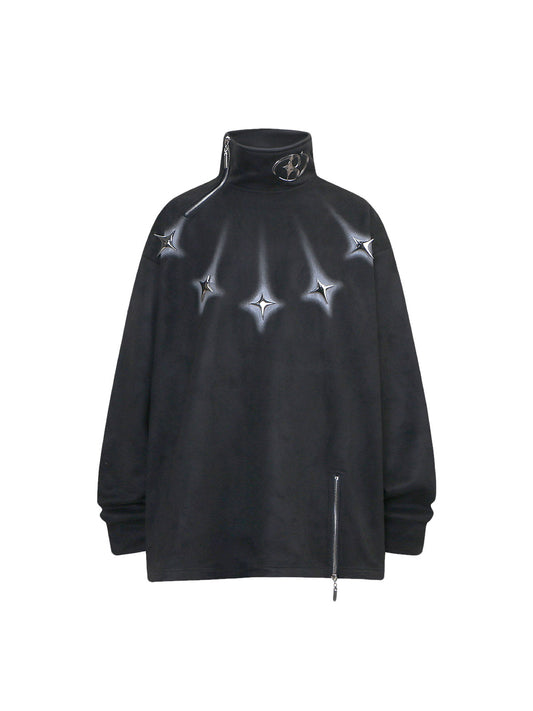 Sweat-shirt en polaire suédé à fermeture éclair et boutons métalliques Supermade