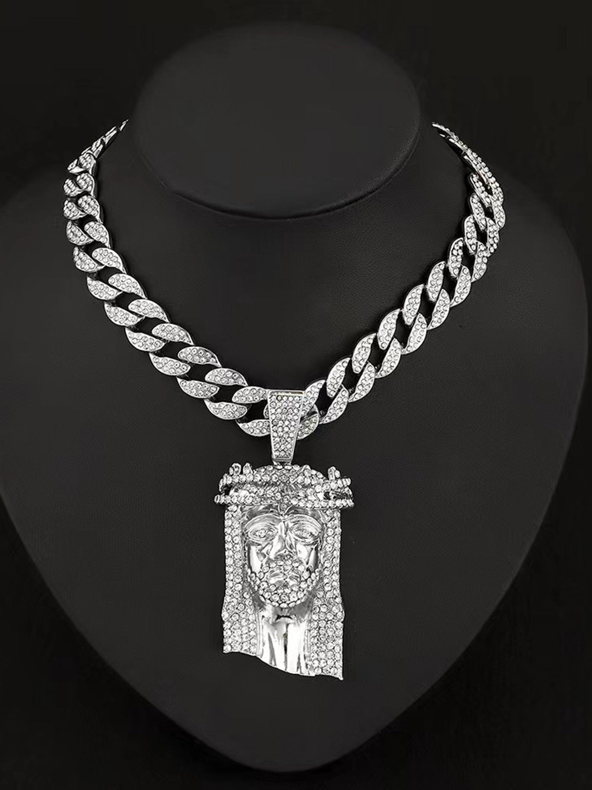 Thesupermade Diamond Jesus Cuban Necklace