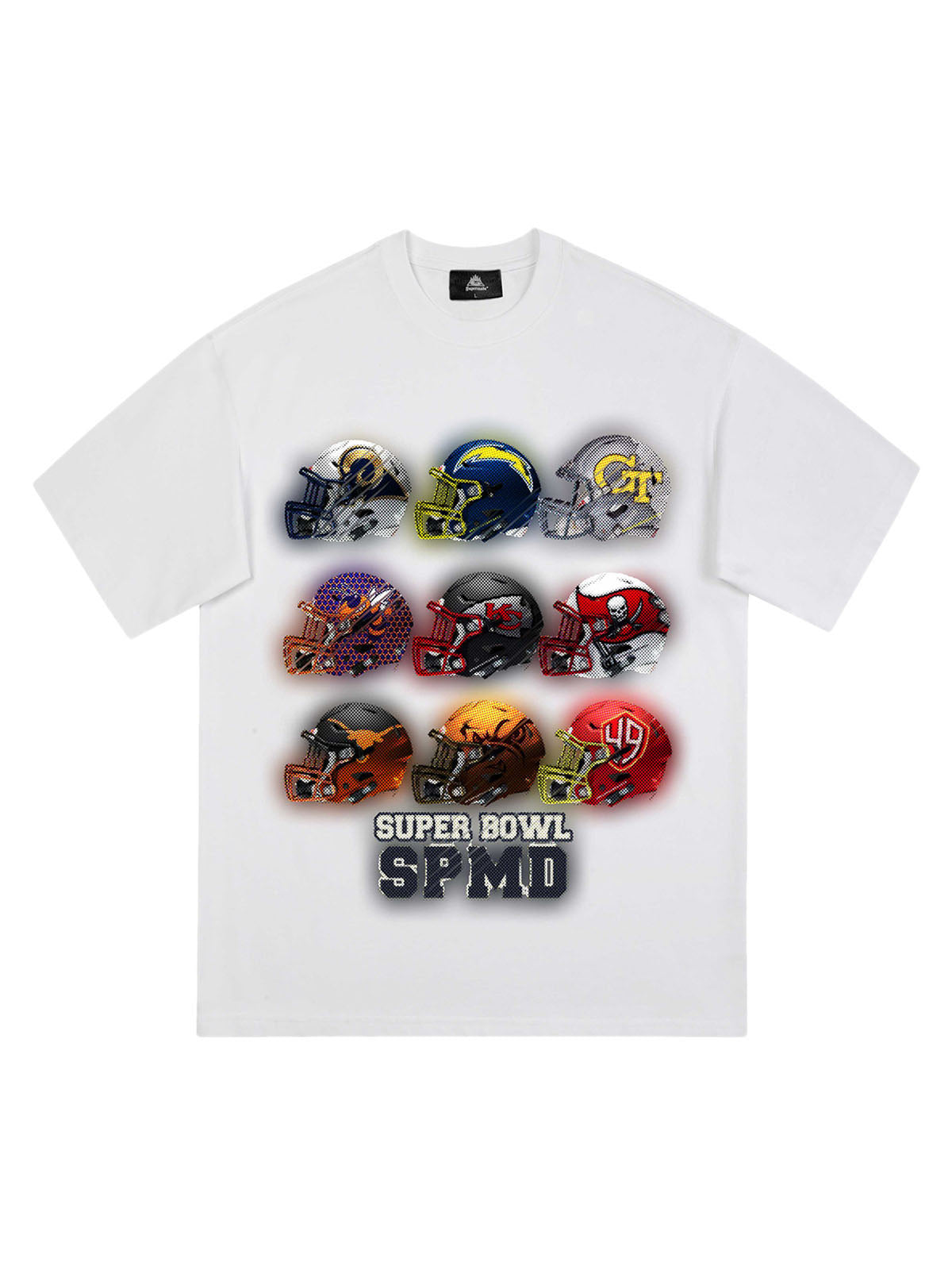 Super Bowl Football Helmet Print T-shirt - 2310