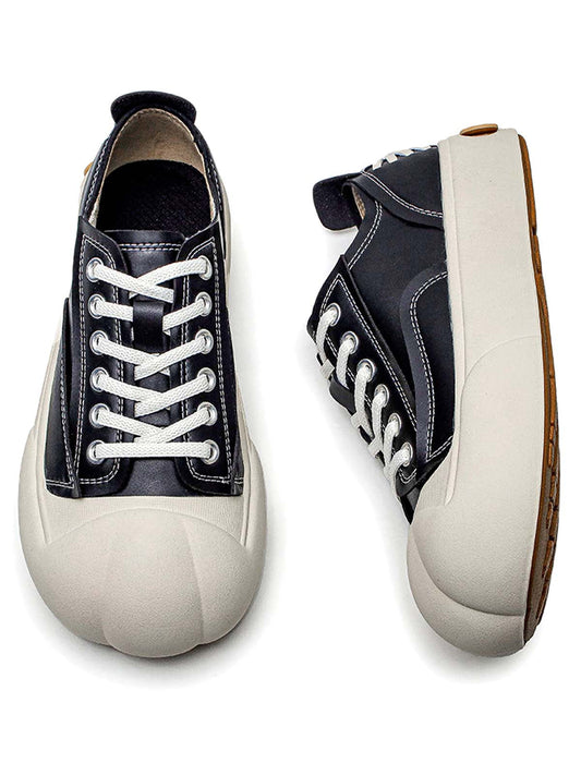 Chaussures décontractées en cuir PU vieilli déconstruites