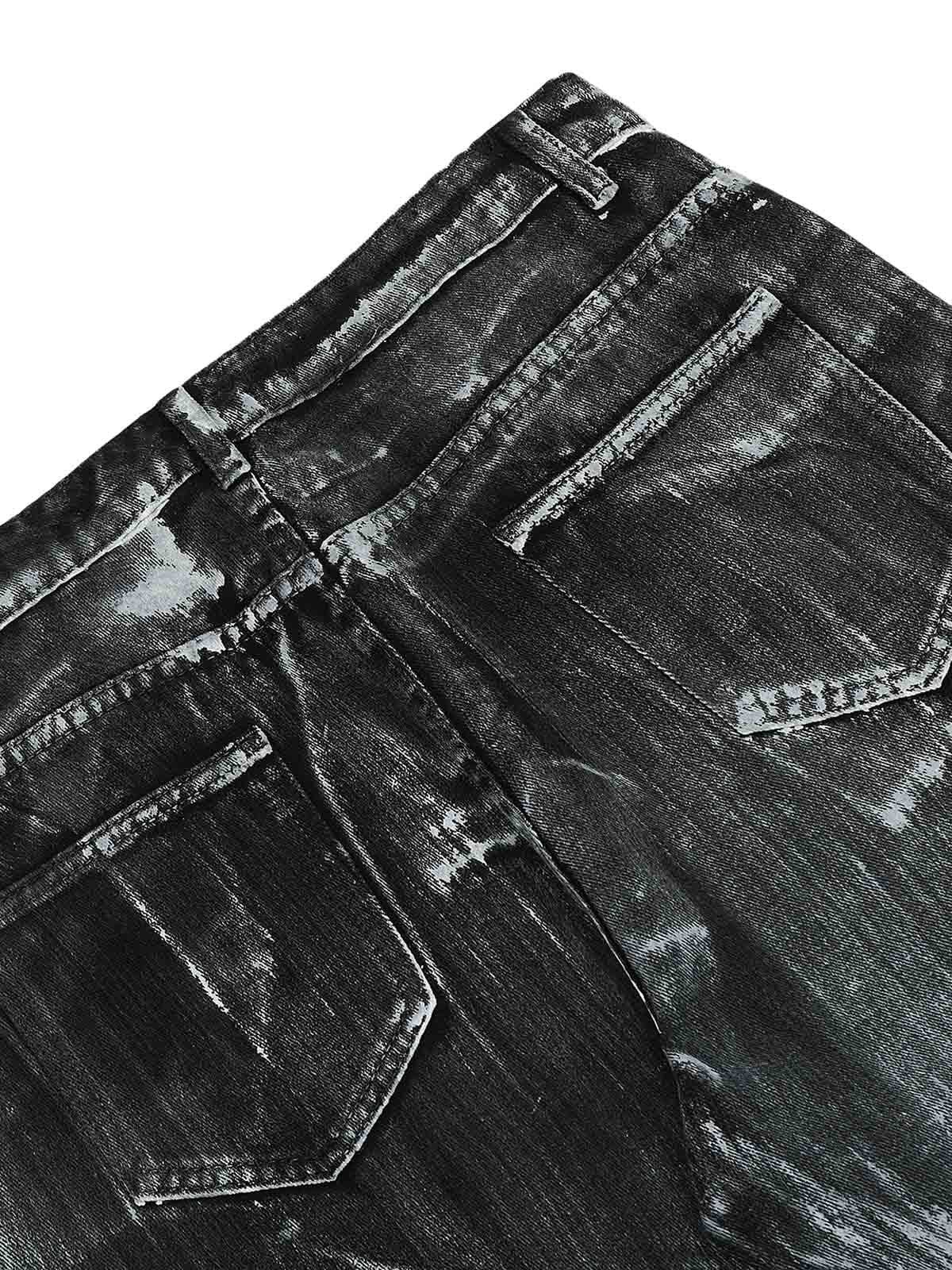 Dekonstruierte Split-Jeans im Street Batik-Stil