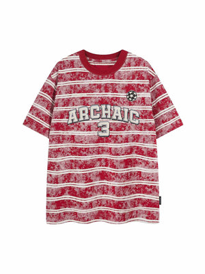 Graphic Lettering Striped Oversized T-Shirt