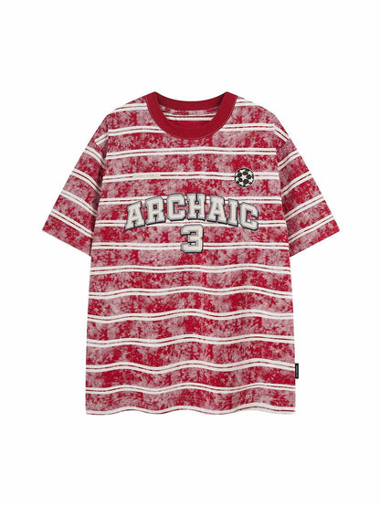 Graphic Lettering Striped Oversized T-Shirt