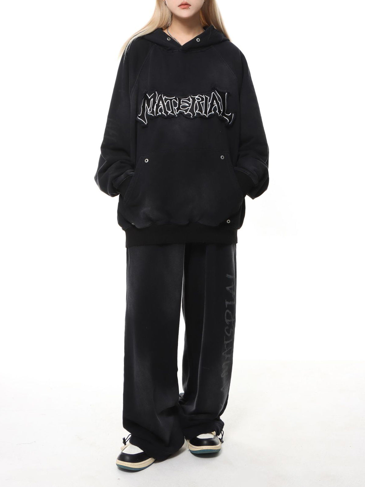 Thesupermade Wasteland Washed Patched Embroidered Hoodie Set