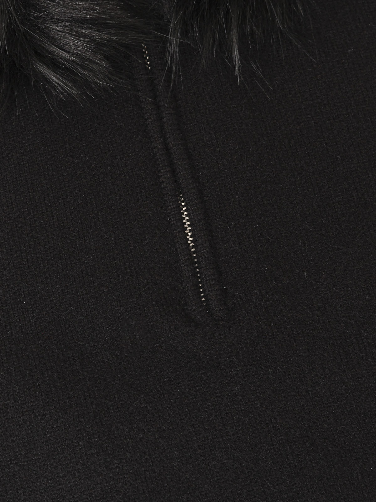 Thesupermade Detachable Fur Collar Quarter Zipper Hooded Sweater