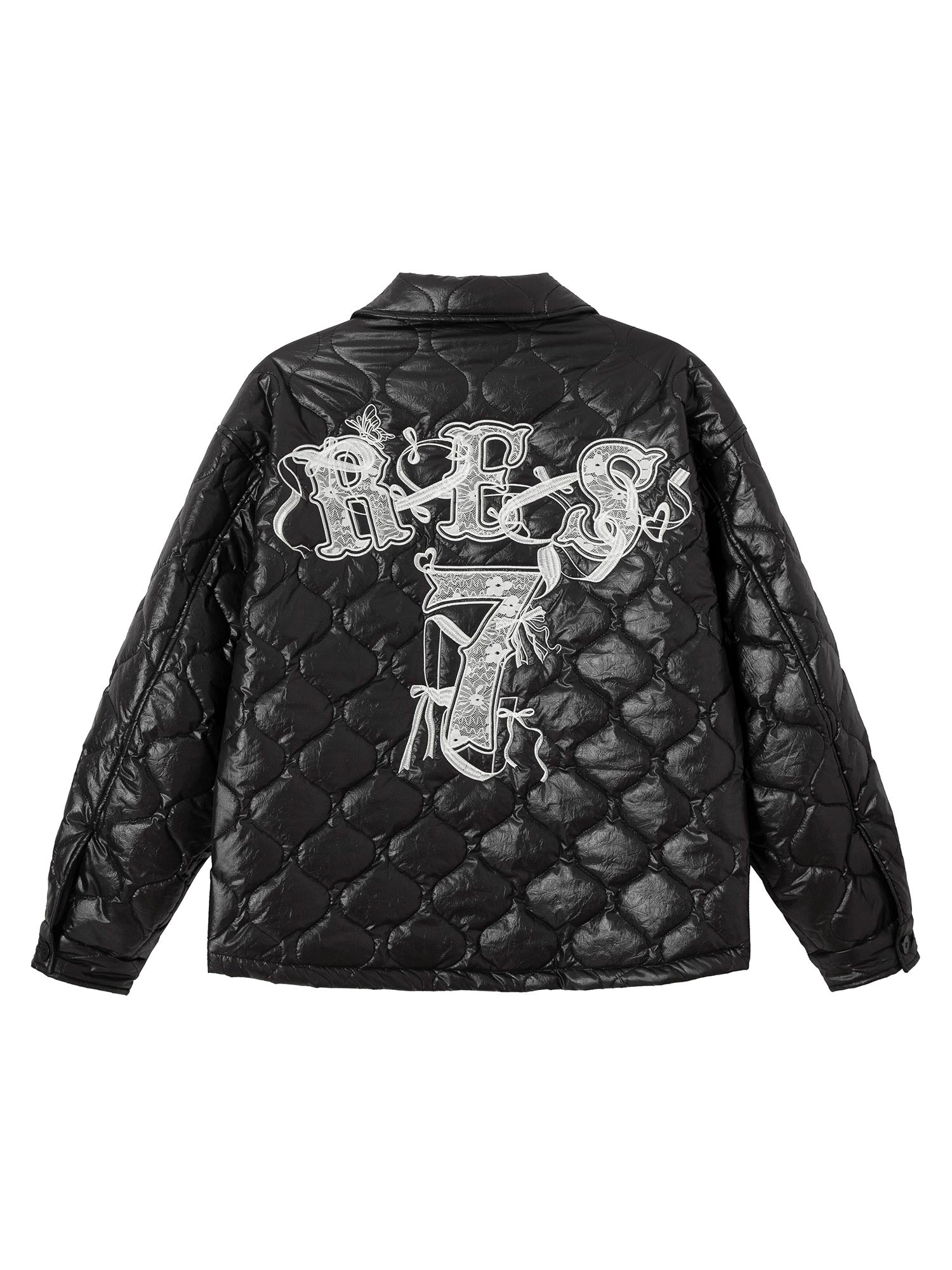 Thesupermade Diamond Quilted Letter Embroidery Quilted Jacket