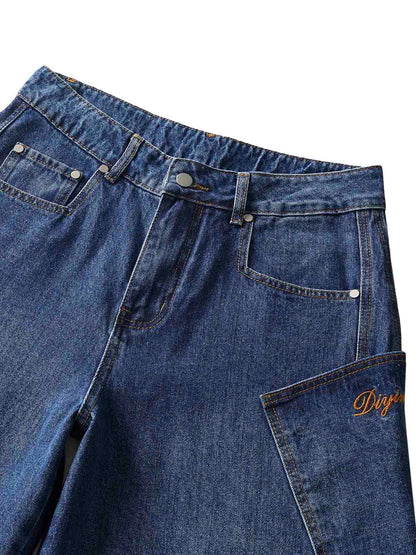 Jean à jambe tonneau brodé