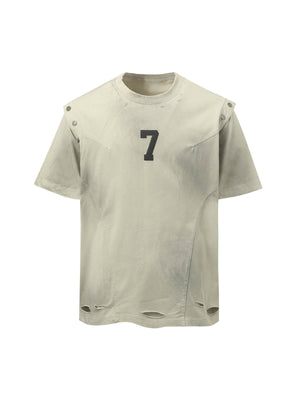 Retro Washed Detachable Waistcoat T-shirt