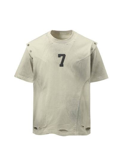Retro Washed Detachable Waistcoat T-shirt