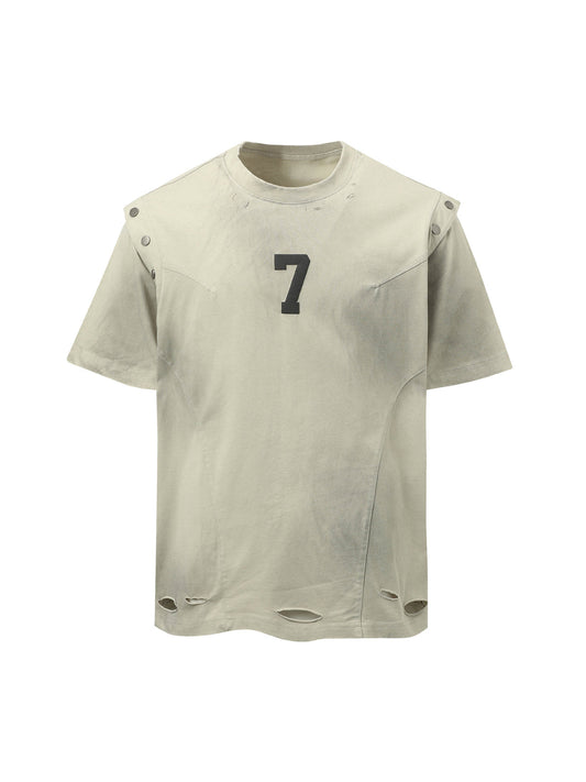 Retro Washed Detachable Waistcoat T-shirt