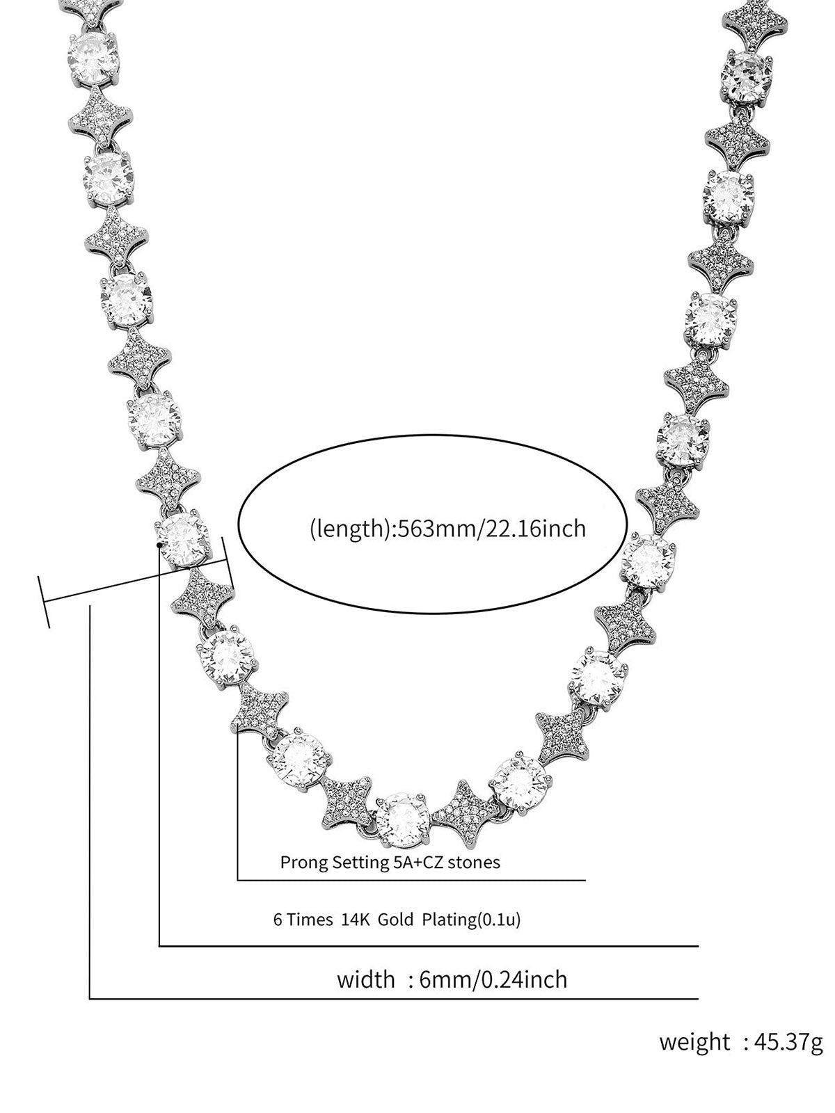 Zircon Star Chian Necklace