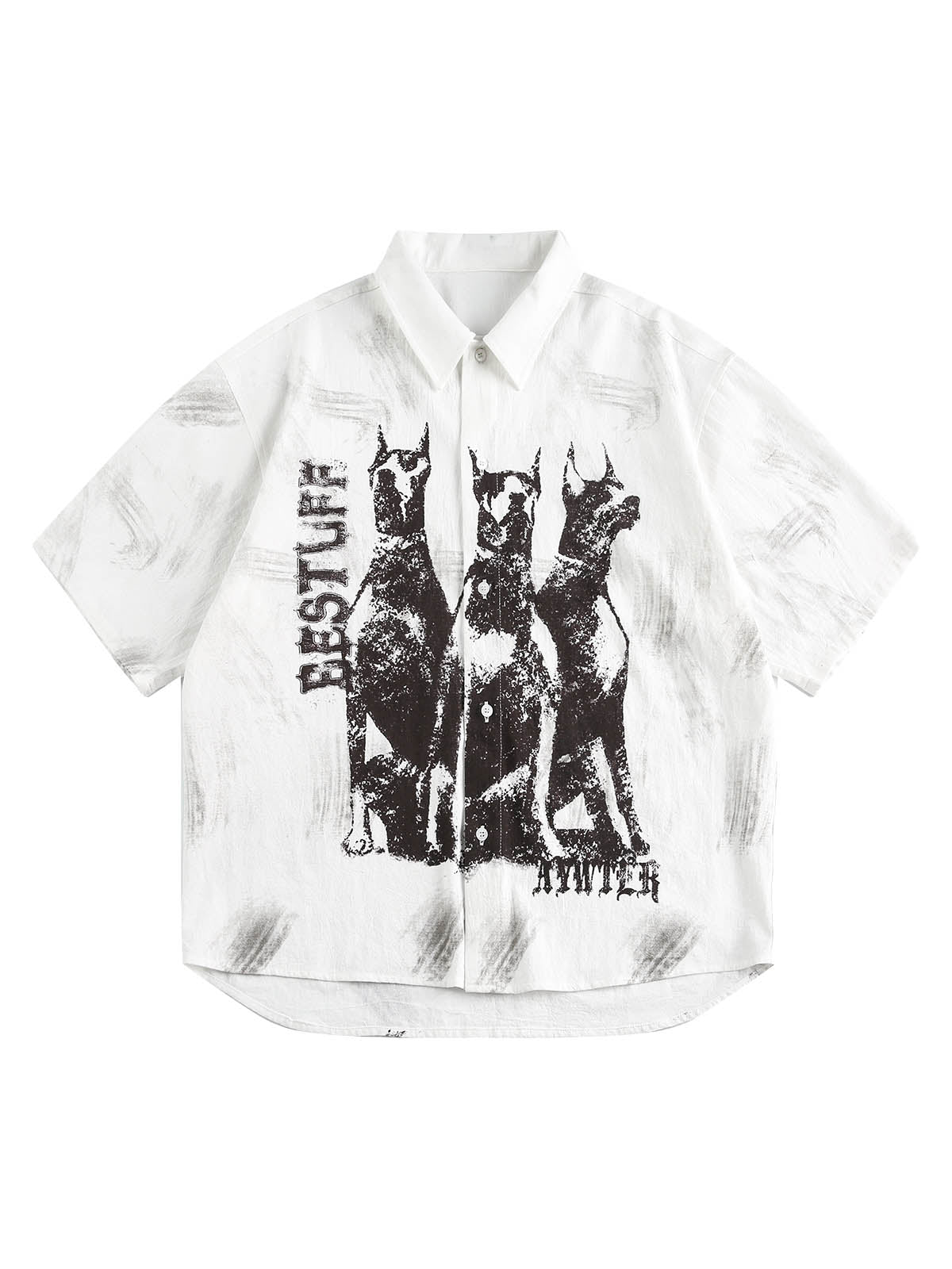 Kurzärmliges Hemd mit Dobermann-Print