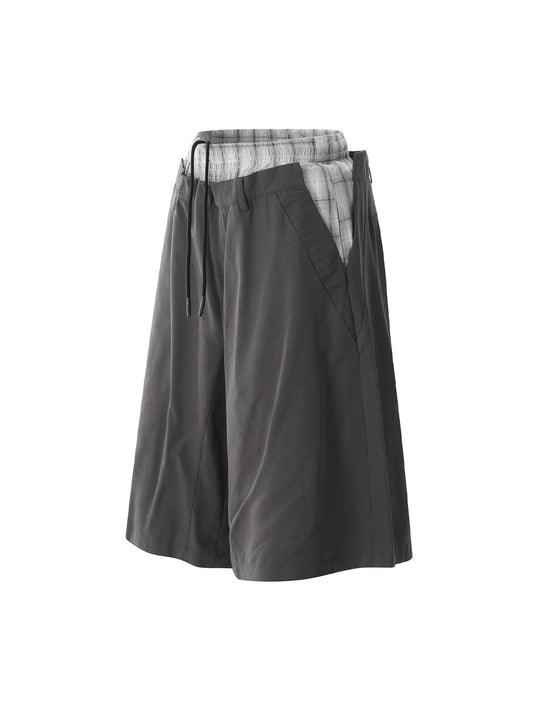 Retro Double Waist Stitching Jorts