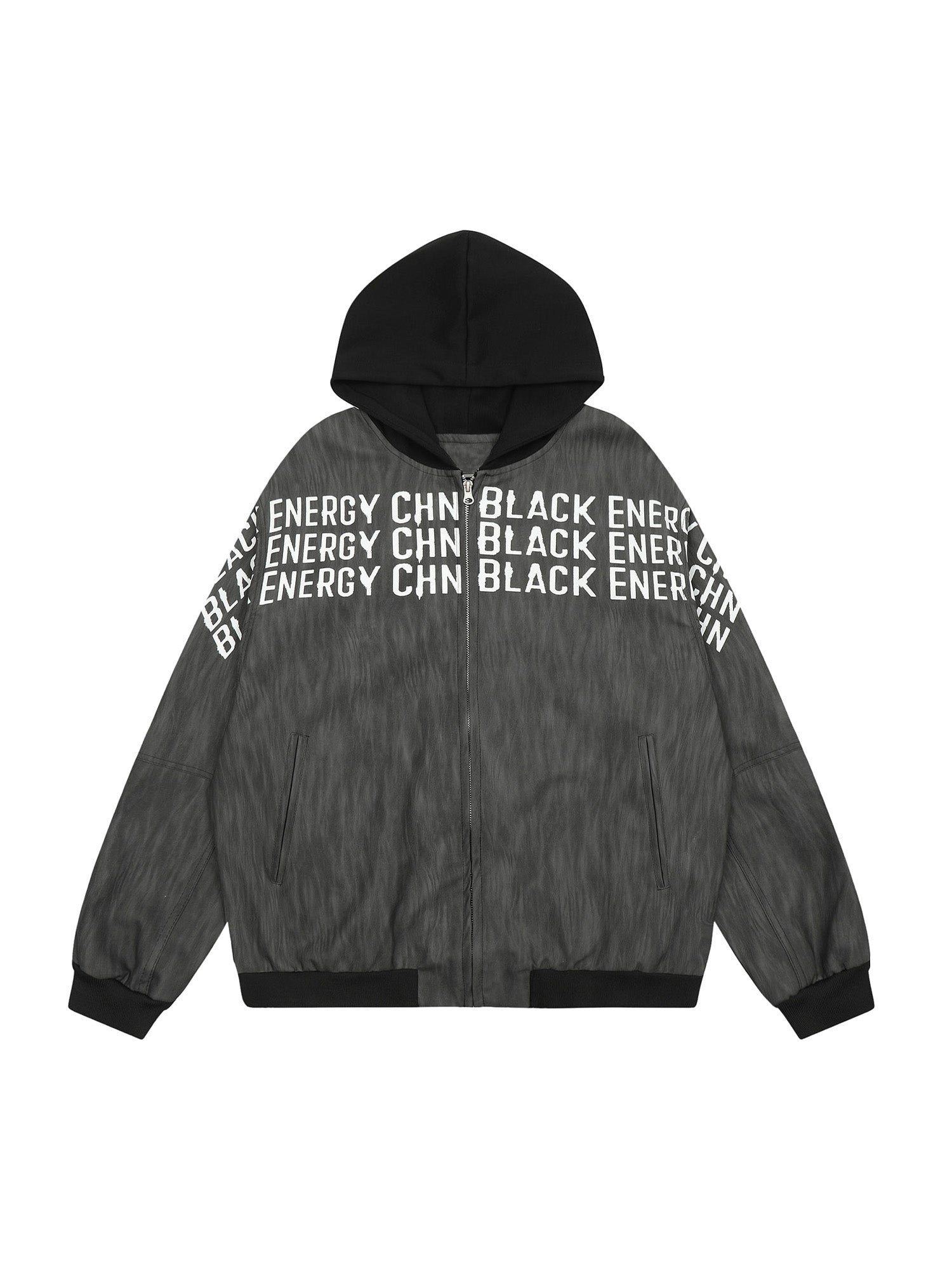 Kapuzenjacke mit Reißverschluss und Patchwork-Print
