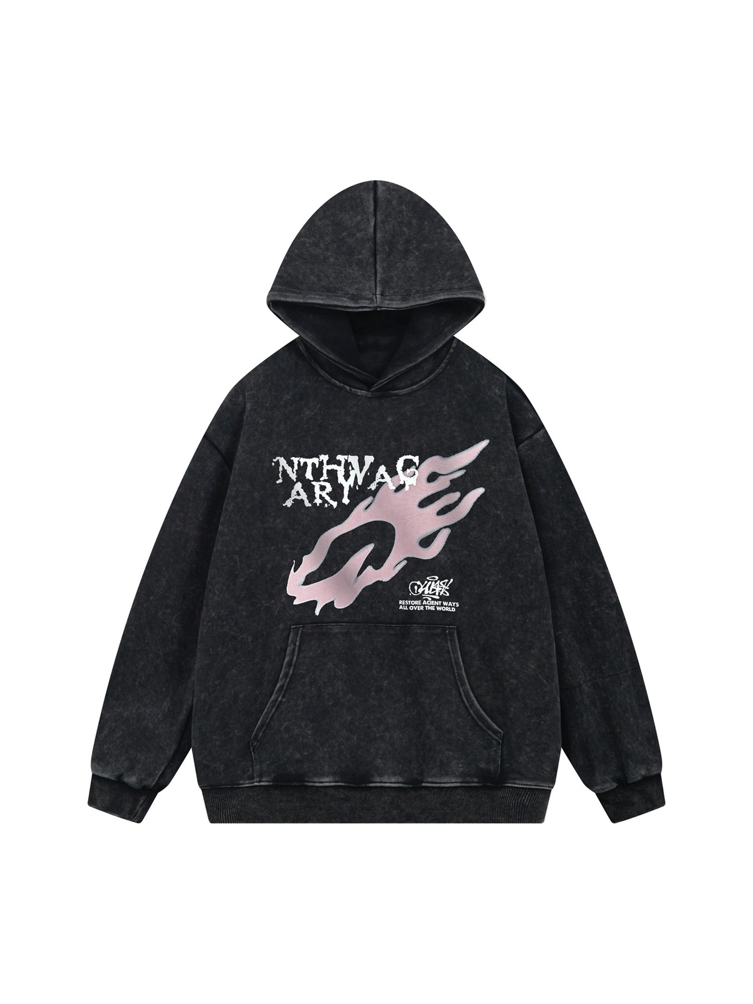 Thesupermade – Fleece-Sweatshirt mit Kapuze und Flammen-Print
