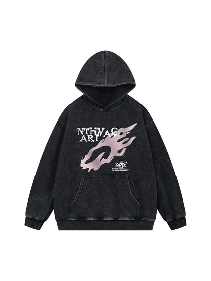 Thesupermade – Fleece-Sweatshirt mit Kapuze und Flammen-Print