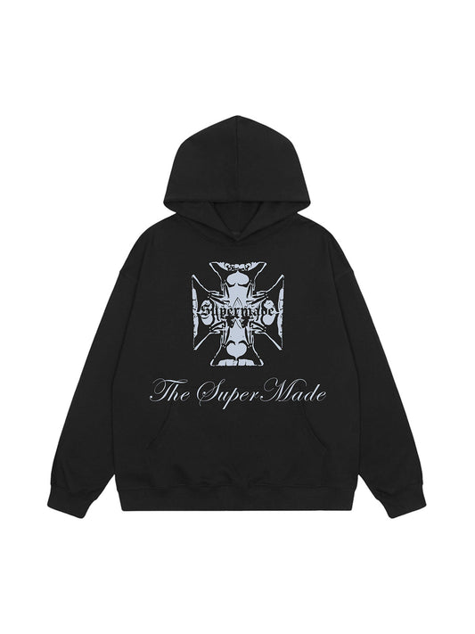 Kapuzenpullover mit Street Cross-Buchstaben-Print