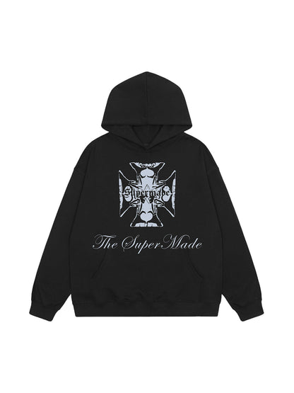 Kapuzenpullover mit Street Cross-Buchstaben-Print