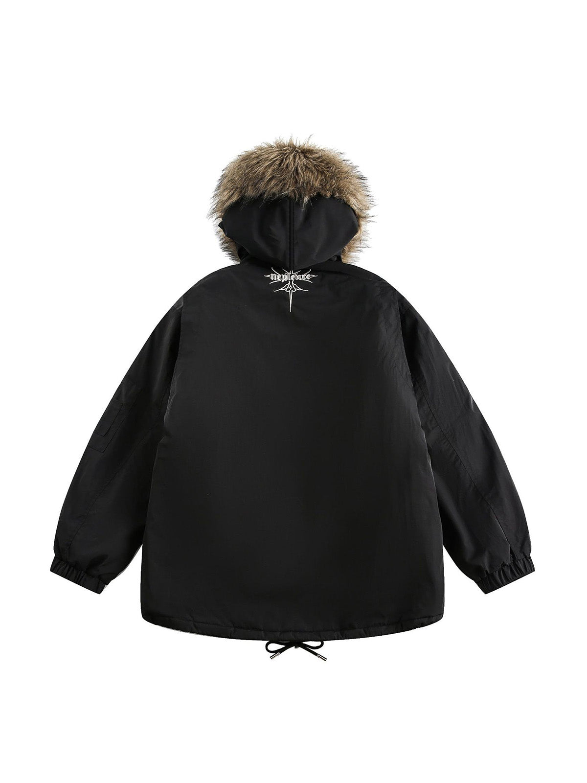 Embroidered Fur Hooded Quilted Jacket