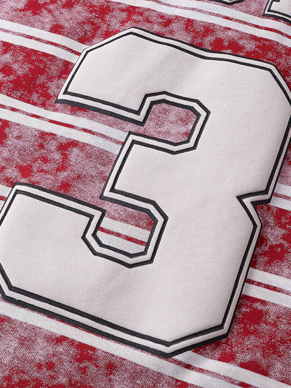 Graphic Lettering Striped Oversized T-Shirt