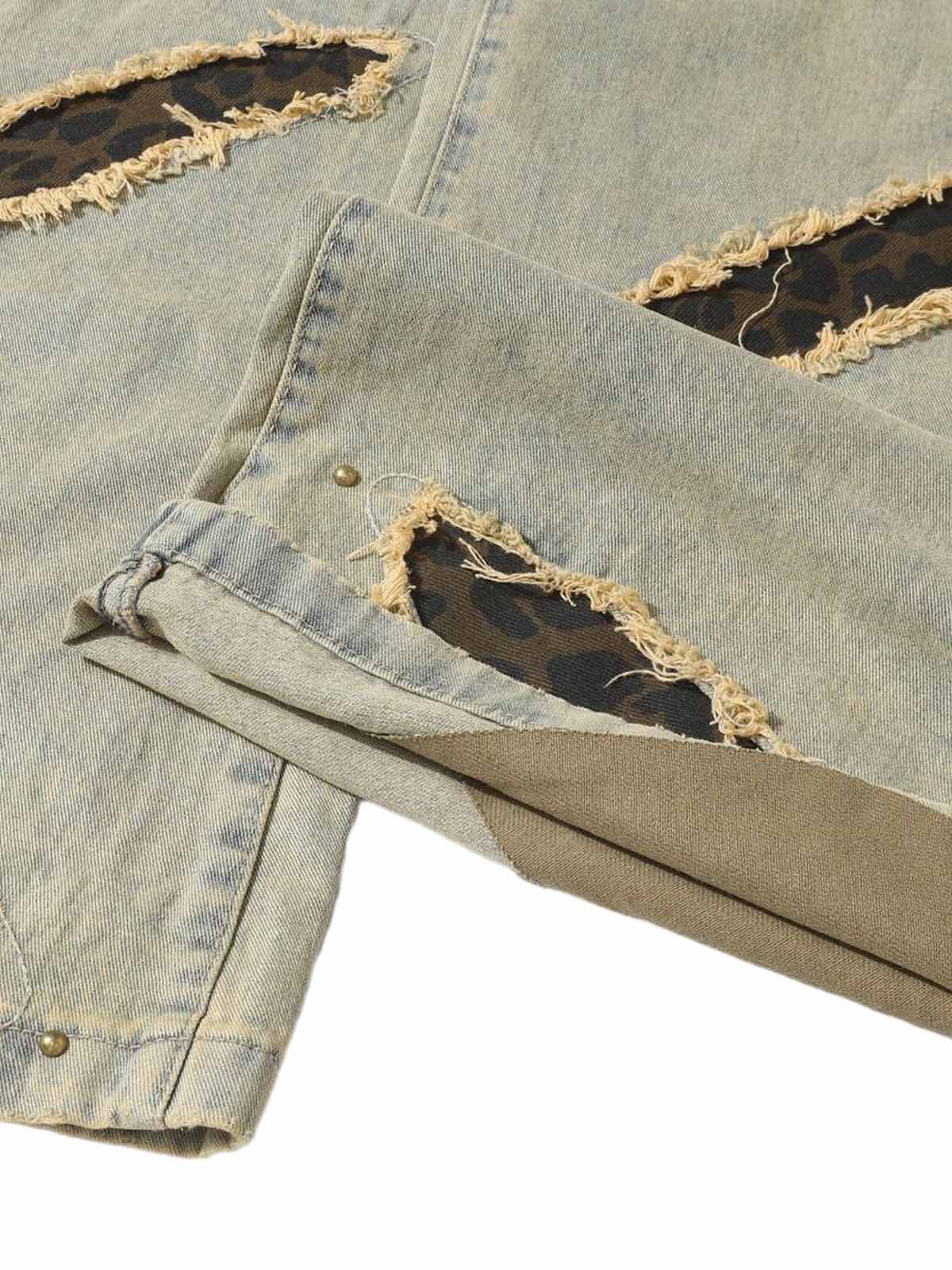 Distressed Raw Edge Patch Jeans