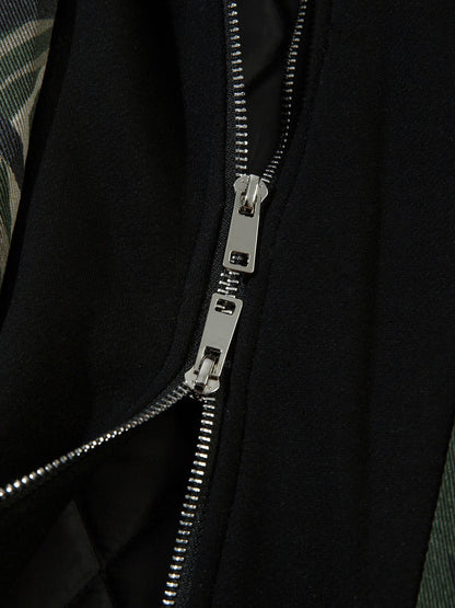 Thesupermade Camouflage Faux Zweiteiliger Trainingsanzug mit Kapuze und Fleecejacke – 2331