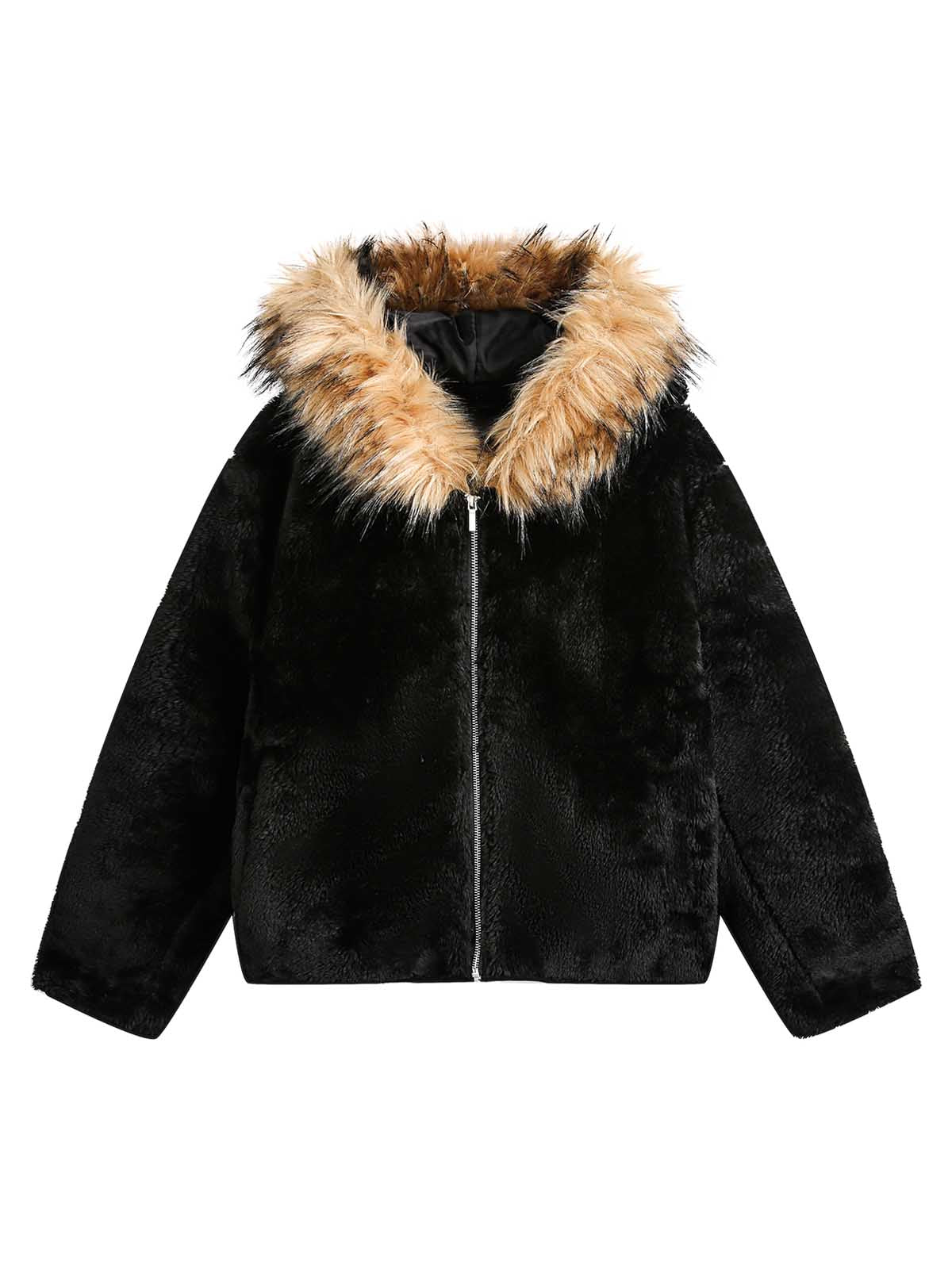 Thesupermade Fur Hooded Quilted Sherpa Jacket